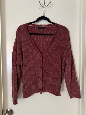 Sanctuary Ribbed Button-Front Cardigan Sweater - Mauve